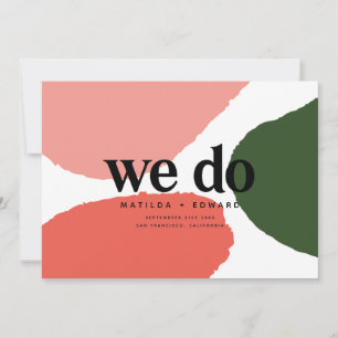 We do modern abstract graphic red, pink + green announcement