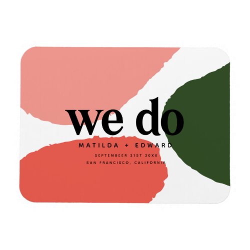 We do modern abstract graphic red pink  green magnet