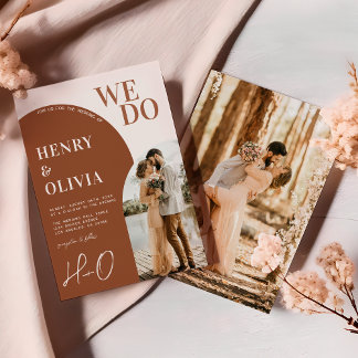 We Do | Modern Arch Terracotta Bold Wedding Invitation