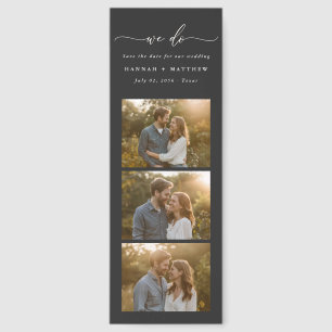 We Do Modern Black Photo Booth Save the Date Bookmarks