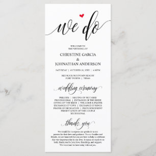 We do, Modern Black Script, Wedding Ceremony Program