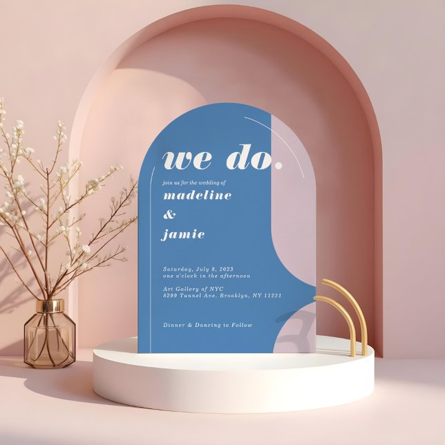 We Do Modern Bold  Blue Retro Abstract Invitation (We Do Modern Bold Blue Retro Abstract Invitation)