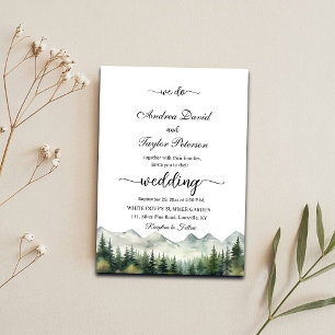 'We Do' Mountains and Pines Elegant Wedding Invitation