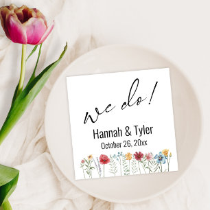 We Do! Multicolored Watercolor Meadow Wildflower Napkins