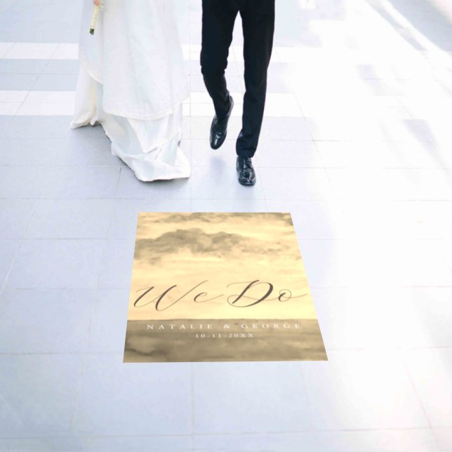 We Do Ombre Golden Landscape Wedding Floor Decals (Wedding)