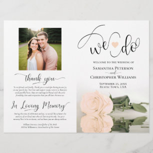 We Do! Pale Peach Rose DIY Print Wedding Program