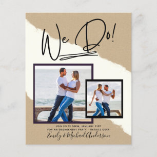 We Do! PHOTO Engagement Party Invitations Budget Flyer