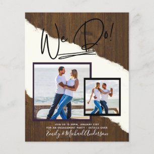 We Do! PHOTO Engagement Party Invitations Budget Flyer