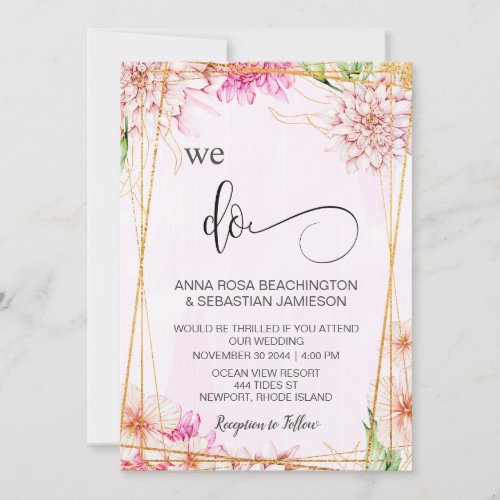  WE DO Pink Pastel Floral RSVP AR15 QR Invitation