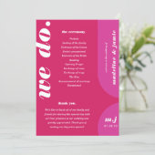 We Do Pink Retro Style Wedding Order of Service Program (Standing Front)