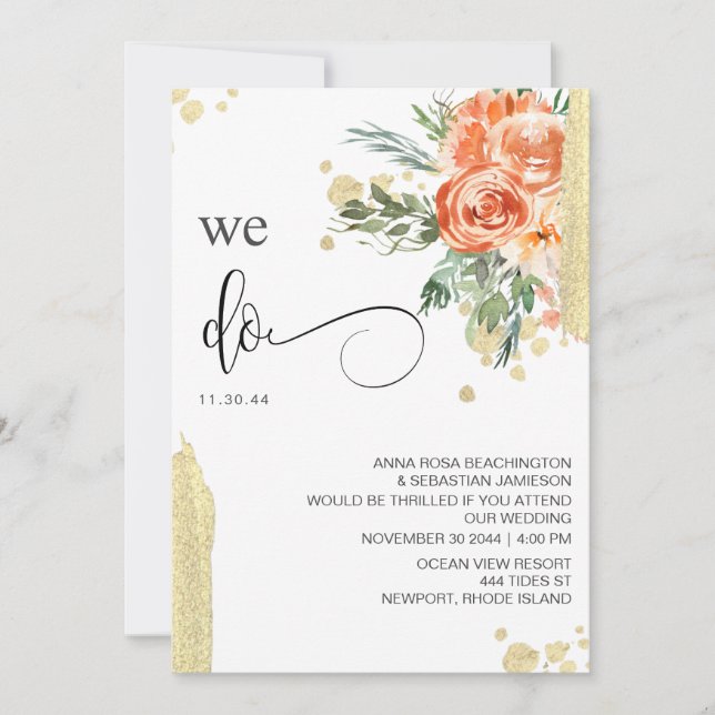 *~* WE DO Pink Rose Floral RSVP AR15 QR WEDDING Invitation (Front)