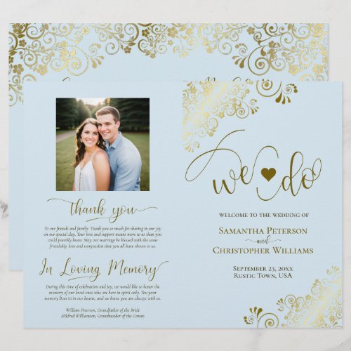 We Do! Powder Blue & Gold DIY Fold Wedding Program