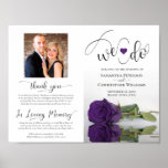 We Do! Purple Rose Modern Wedding Program Outside Poster<br><div class="desc">This beautiful wedding program is both modern and elegant. The DIY folded design features modern script lettering on the front reading "we do" with the names of the couple and wedding date/location. There is a photo of a beautiful long-stemmed royal purple colored rose reflecting in a pool of water with...</div>