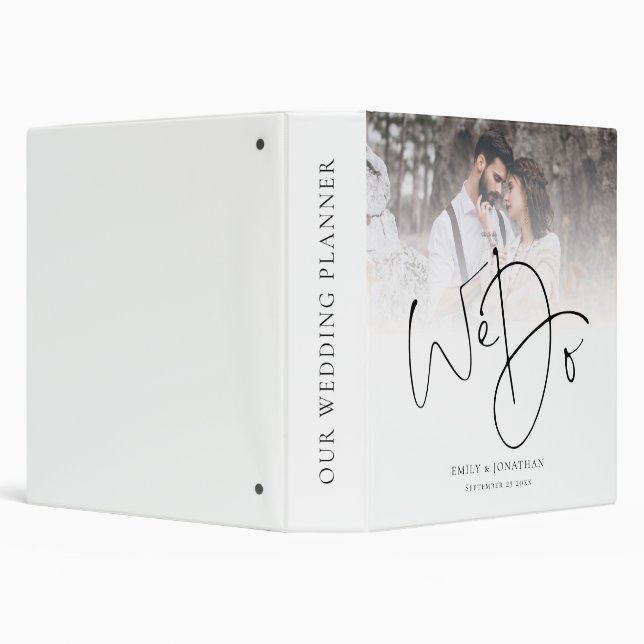 We Do QR Code Photo Overlay Wedding Planner 3 Ring Binder (Background)