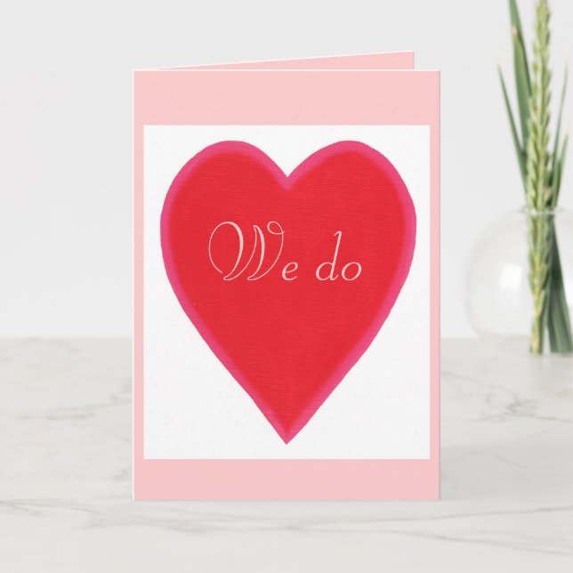We do, Red Heart Wedding Invitation Cards (Front)
