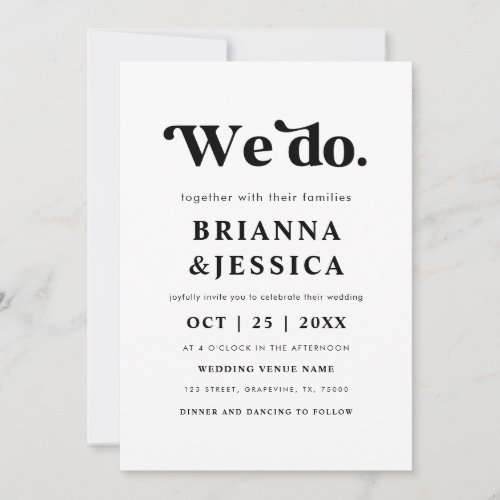 We Do Retro Script Typography  Photo Monogram Invitation