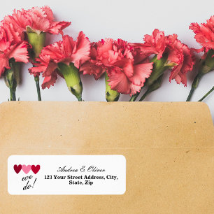 'We do' Romantic Hearts Return Address Label