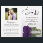 We Do! Royal Purple Rose DIY Fold Wedding Program<br><div class="desc">This beautiful wedding program is both modern and elegant. The DIY folded design features modern script lettering on the front reading "we do" with the names of the couple and wedding date/location. There is a photo of a beautiful long-stemmed royal purple colored rose reflecting in a pool of water with...</div>