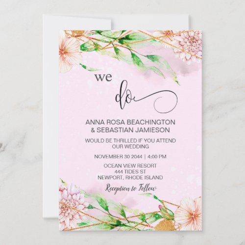  WE DO RSVP Floral Geometric AR15 QR Wedding Invitation