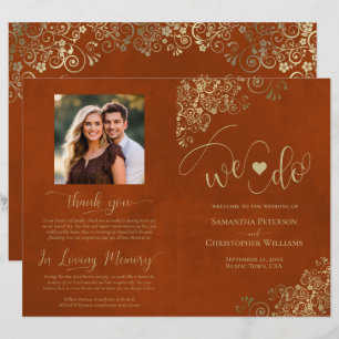 We Do! Rust Orange & Gold DIY Fold Wedding Program
