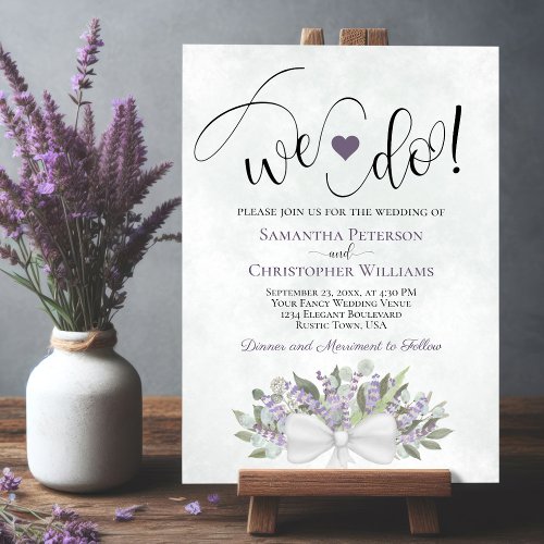 We Do Rustic Eucalyptus  Lavender Wedding Invitation