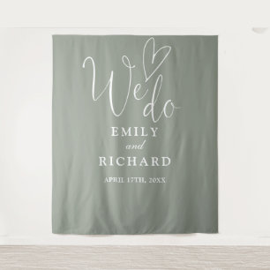 We Do Sage Green Wedding Photo Backdrop