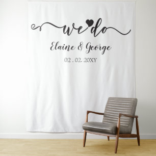 We Do Script Heart Wedding Photo Prop Backdrop
