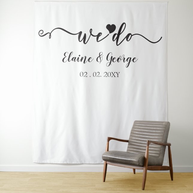 We Do Script Heart Wedding Photo Prop Backdrop (In Situ)