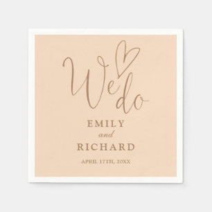 We Do Script Love Heart Soft Peach Wedding Napkins