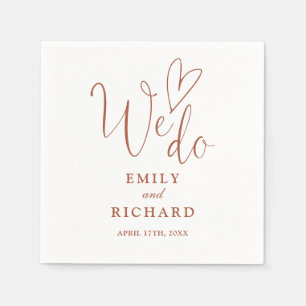 We Do Script Love Heart Terracotta Wedding Napkins