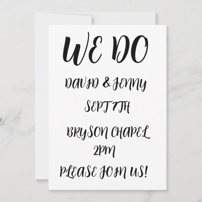 WE DO Script wedding custom invitations (Front)