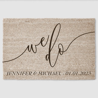 We do script wedding fiber doormat
