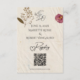 WE DO Shabby Chic Wedding Pressed Flower Registry Enclosure Card