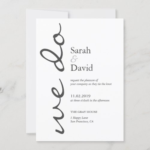 We Do Simple Elegance Wedding Invitation