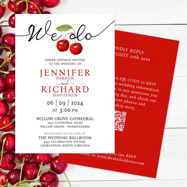 We do | Simple Rustic Cherries Fruits Wedding Invitation (Creator Uploaded)