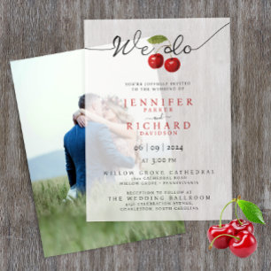 We do Simple Rustic Chic Red Cherry Fruits Wedding Vellum Invitations