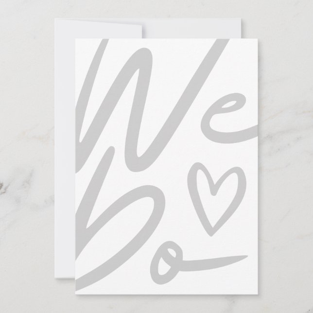 We Do simple white Wedding invitation card (Front)