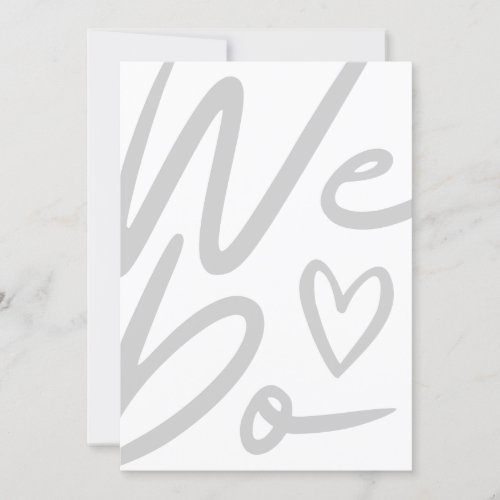 We Do simple white Wedding invitation card