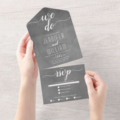 We do stained gray script calligraphy wedding All In One Invitation