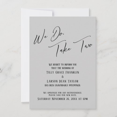 We Do Take Two Delayed Wedding Light Gray Invitation