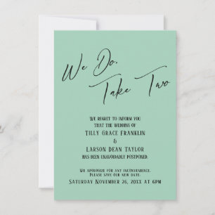 We Do, Take Two Delayed Wedding Light Pastel Green Invitation