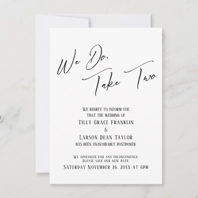 We Do, Take Two: Delayed Wedding Simple Card (Front)