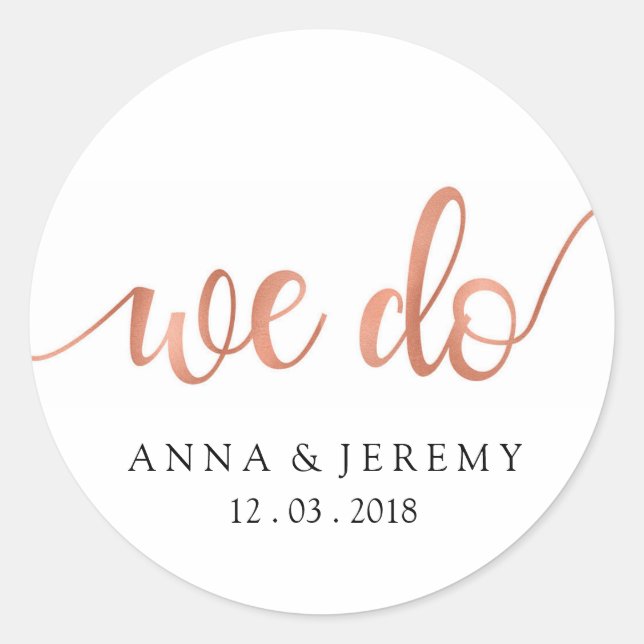 We Do Thank You Rose Gold Wedding Sticker (Front)