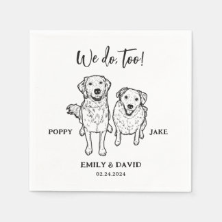We Do Too Golden Retriever Sketch Dog Wedding Napkins