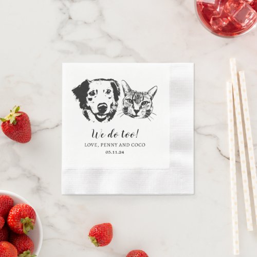 We Do Too Pets Custom Hand Drawing Wedding Napkins