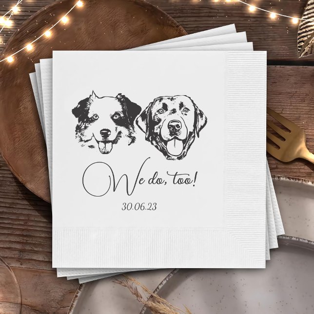 We Do Too Pets Custom Hand Drawing Wedding Napkins (Creator Uploaded)