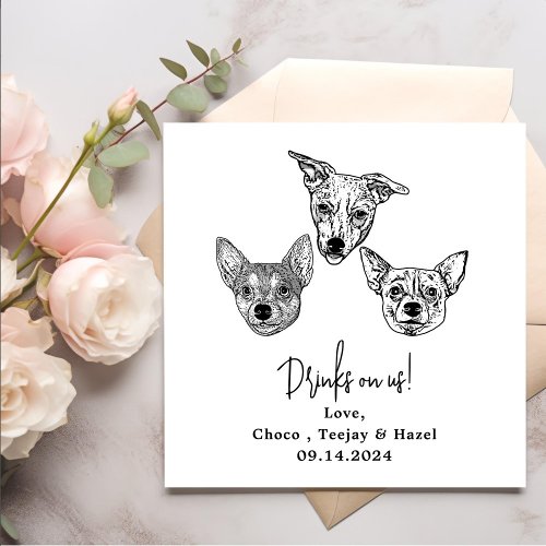 We Do Too Pets Custom Hand Drawing Wedding Napkins