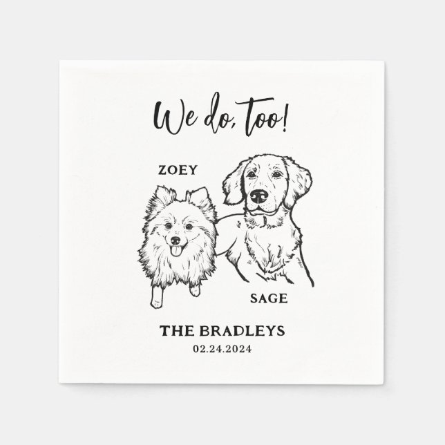 We Do Too Pomeranian Golden Retriever Dog Wedding Napkins (Front)