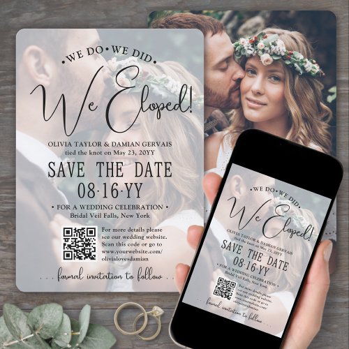 We Do We Did We Eloped QR Code Wedding Reception Save The Date