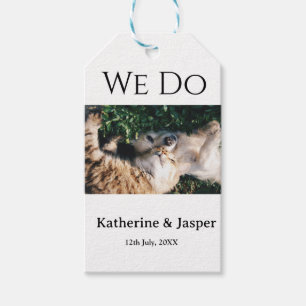 We do wedding engagement pet name photo date coupl gift tags